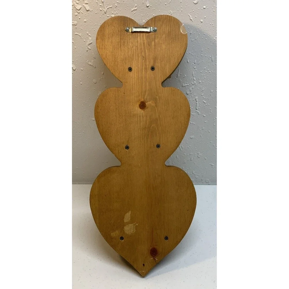 Vintage Country Wooden Heart Tiered Shelf With Peg Farmhouse Rustic Knick Knack